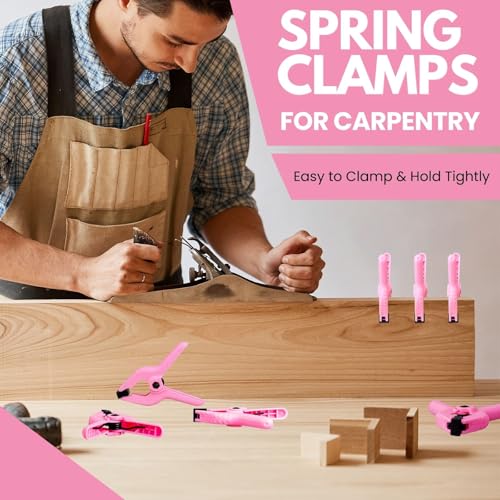 12 Pack 3.5 inch Plastic Spring Clamps, Pink Heavy Duty Spring Clips Clamps for Crafts, Backdrop Stand, Woodworking, Photography Studios, Home Improvement - color: Pink (3.5inch)