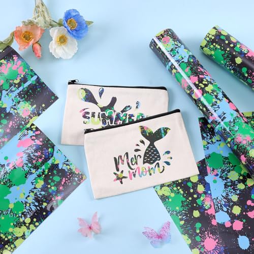 Tintnut Colorful Splash Heat Transfer Vinyl - 6 Sheets 10"x12" Green Watercolor Patterned HTV Iron On Vinyl for T-Shirts & Hats - color: Neon Green-6pcs