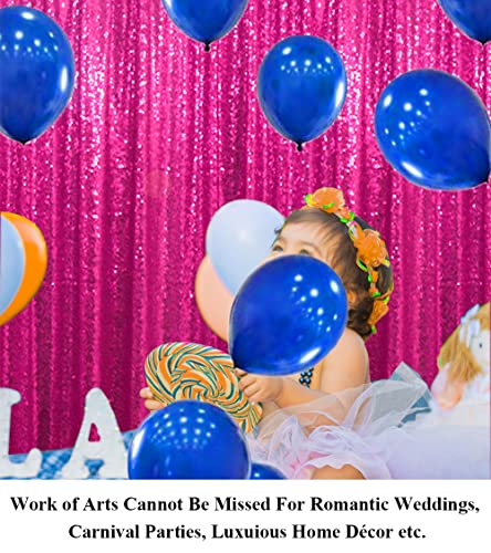 Partisout Sequin Backdrop Curtain 2pcs 2ftx7ft Hot Pink Sequence Background Party Sparkle 84inches Long Fuchsia Glitter Curtains 7FT Wedding Photo Fabric Backdrops - color: Hot Pink, size: 2ftx7ftx2pcs