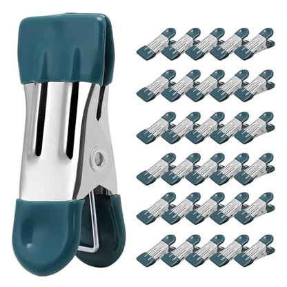 Clothes Pins Heavy Duty 30 Pack - 2.17 Inch Metal Chip Clips, Clothespins for Photo Drying Clothesline Laundry Sock, Bag Clips for Food Kitchen Stainless Steel with Rubber, Dark Green - color: Dark Green