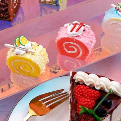 MY MIRONEY 3 Tier Acrylic Riser Display Shelf Iridescent Display Stand Figurines Decoration Organizer Cupcakes Holder for Display Food Desserts Collectibles Perfume Makeup(15.75" x 7.28" x 5.91") - size: 15.75" x 7.28" x 5.91"