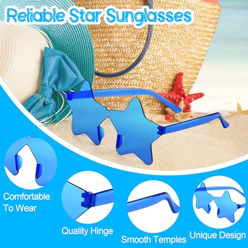 PLULON 30 Pairs Star Sunglasses Rimless Star Shape Sunglasses, Glasses Bulk Bachelorette Party Favors for Birthday Beach Kids Adult - color: Blue