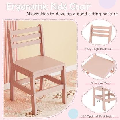 Costzon Kids Vanity, Girls Vanity Set with Lighted Mirror, Bookshelf, Drawer, Storage Cabinet & Shelves, Toddler Makeup Vanity Desk Dressing Table, Wooden Kids Vanity Table and Chair Set (Pink) - style: Pink with Bookshelf