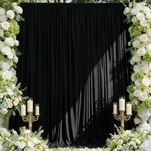 Sugargirl Wrinkle Free Black Backdrop Curtains Polyester Photo Backdrop Drapes Curtains with Rod Pockets for Party Birthday Wedding Photography Home Decoration(5x7FT, 2 Panels) - color: Black, size: W5' x H7' (2 panels)