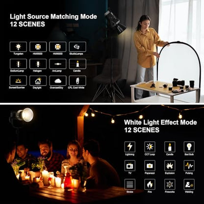 GVM SD600D 600W Led Video Light, Bi-Color Led Studio Light Photography Lighting with APP/DMX Control, 2700K to 6800K 128000lux/1m Continuous Lighting for Studio, Video Shooting, Broadcasting - size: 600W01