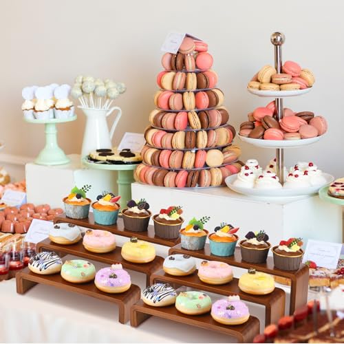 2 Sets, 6 PCS Total, Wood Risers Display Stand, Cupcake Dessert Cake Stand, Wooden Cologne Perfume Stands, Wood Riser for Kitchen Counter, Vendor Booth Display Items, Size: 9.4in, 10.6in, 11.8in (Natural Color) - color: Natural Color