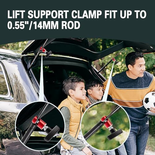 2PCS Car Hood Prop Rods, Lift Support Clamp Hood Stay Holder Piston Stop Tool, 0.39'' Car Hood Stopper Strut Shock Holder Car Accessories Work for Tailgates and Trunks (Red)