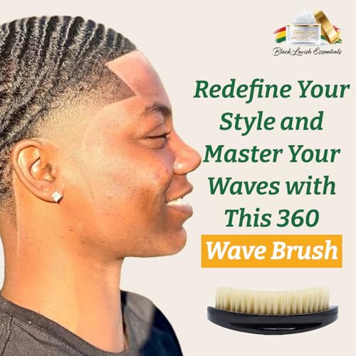 360 Wave Brush, Build Deeper Waves, Soft & Hard Boar Bristle Curved Brushes (Soft Brush, Black) - color: Black, size: Soft Brush