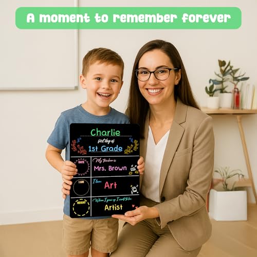 First and Last Day of School Chalkboard Sign for Kids, Reusable School Photo Prop with Chalk Surface, First Day of Kindergarten Preschool Board, Back to School Sign - color: School Chalkboard Sign