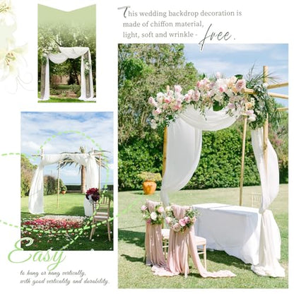 Cream White Wedding Arch Drapes, 2 Panels 28" x 20ft Chiffon Fabric Drapes for Ceremony & Reception - color: Cream White, size: 28"W x 240"L (Pack of 2)