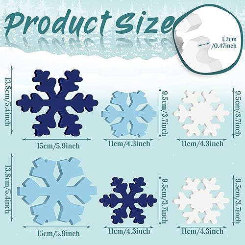 Huwena 6 Pcs Winter Tiered Tray Decor Snowflake Table Signs Hello Winter Wood Blocks Farmhouse Let It Snow Wood Decor for Table Shelf(Classic Style) - style: Classic Style