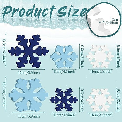 Huwena 6 Pcs Winter Tiered Tray Decor Snowflake Table Signs Hello Winter Wood Blocks Farmhouse Let It Snow Wood Decor for Table Shelf(Classic Style) - style: Classic Style