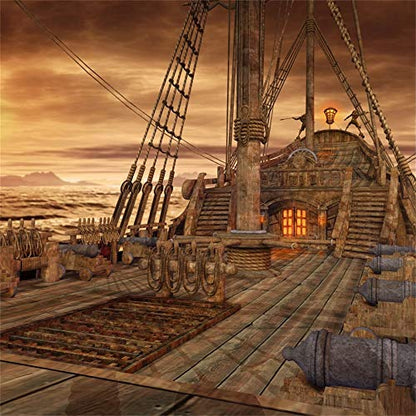 Yeele 7x7ft Vintage Sailboat Backdrop for Photography Nautical Battleship Old Wooden Deck Background Pirate Ship Kids Boy Adult Photo Booth Shoot Studio Props