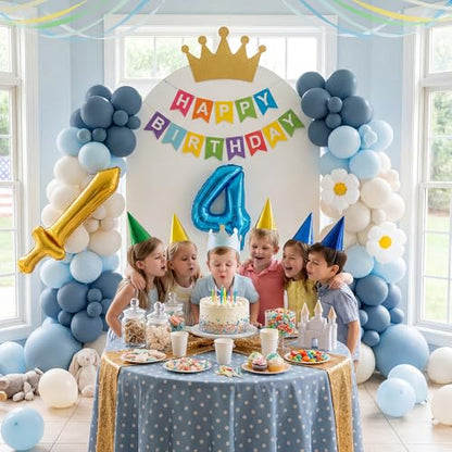 6.6FT Metal Arch Backdrop Stand and Cover Set, Blue Balloon Arch Kit, 153 Pcs Balloons, 4 Baby Shower Box, Letter Stickers, Clips for Baby Shower, Gender Reveal, Birthday, Wedding Decor