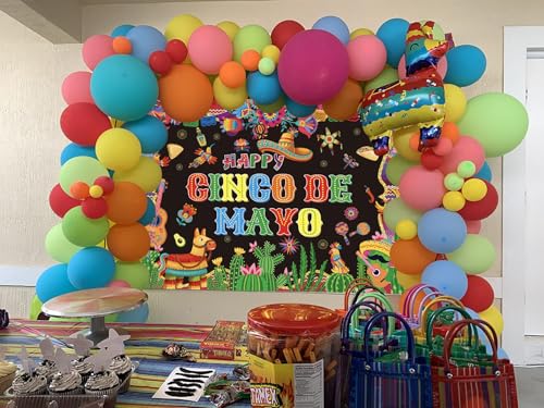Cinco De Mayo Banner Backdrop 7x5FT Mexican Fiesta Photography Background Mexican Theme Party Decorations Supplies Photo Props - size: 7x5FT：84'x60'