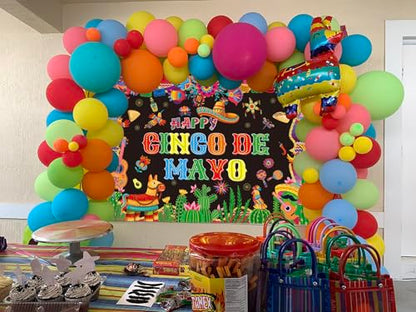Cinco De Mayo Banner Backdrop 10x8FT Mexican Fiesta Photography Background Mexican Theme Party Decorations Supplies Photo Props - size: 10x8FT：120'x96'
