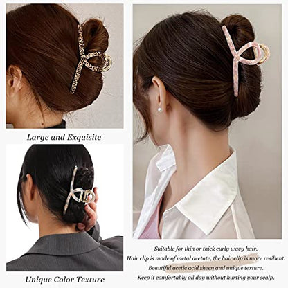 Big Butterfly Hair Accessories - 4.7" Acetate & Metal Clips for Women's Long, Thick Hair - 3 Pcs - color: AcetateHairClip1