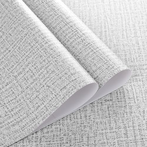 Grey Wallpaper Grasscloth Peel and Stick Wallpaper 17.7inchx393.7inch Textured Peel and Stick Grasscloth Removable Grey Contact Paper for Cabinets Self Adhesive Removable Wall Paper Vinyl - color: Grey-1, size: 17.7" x 393.7"