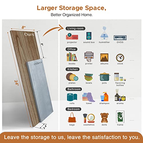 Forbena Wood Floating Shelves for Wall 24 inches Long, Large Bathroom Hanging Shelves Set of 3, Wall Mounted Storage Shelf for Bathroom Bedroom Living Room Kitchen Closet (Natural Wood) - color: Wood&diy, size: 24 Inches