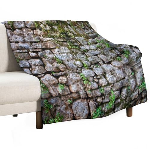 Vintage Brick Throw Blanket Stone Wall Backdrop Ancient Rock Wall Textured Background Blanket for Sofa Bed Couch Chair Or Dorm 40"x50" - color: Style-15, size: 40"x50"