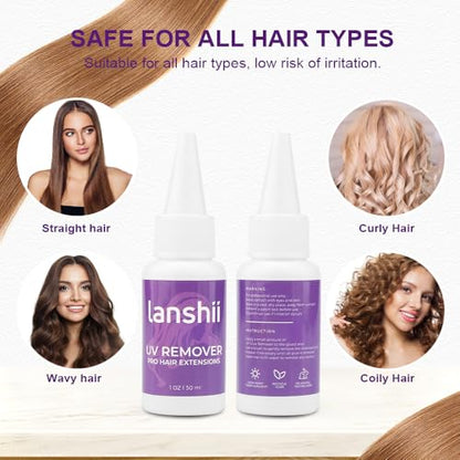 30ml UV Hair Glue Remover for Keratin Bonds Hair Extension Super Fast Remover for UV Curing Glue UV Lamp Hair Extensions Invisible Hair Extensions Eyelashes Extensions - color: 1 Pcs