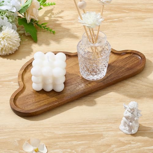 Wooden Tray Cloud Shape Jewelry Dish Wood Food Board 290x130x15.5mm Cute Decorative Fillable Serving Board for Food Fruit Snack Party Supplies Kitchen Table Home Decoration Tan - size: 290x130x15.5mm