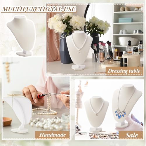 Huquary 12 Pcs Necklace Stand Display Jewelry Bust Necklace Stand Jewelry Photography Props for Selling Home Store Trade Show (Beige,Velvet) - color: Beige