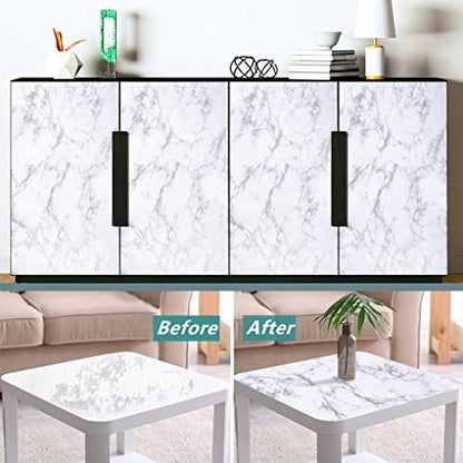 Arthome 60 x 508 cm Peel and Stick Marble Contact Paper,Self-Adhesive Waterproof Vinyl Flim for Furniture Sticker, Kitchens, Bedrooms and Bathrooms - color: White Marble, size: 23.6" x 200"