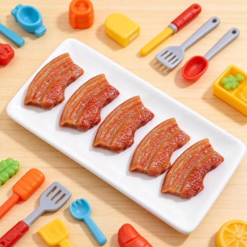 Vaguelly 5pcs Realistic Food Props Meat Model Simulation Bacon Toy Lifelike Decoration