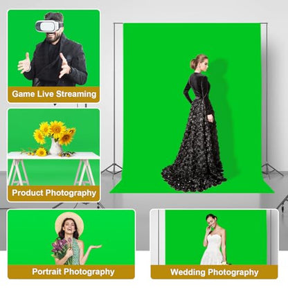 UTEBIT Green Screen Backdrop, 3.3X5 ft Photography Chroma Key Greenscreen Background Sheet for Background Removal,Thick Polyester Fabric Cloth Sheet for Photoshoot Video, Live Streaming(Backdrop Only) - size: 3.3x5ft