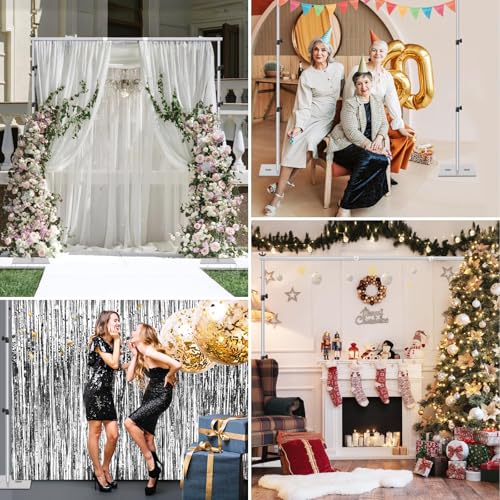 EMART Backdrop Stand, 6.5x10 ft Adjustable Photo Background Pipe and Drape Photography Kit with Heavy Duty Metal Flat Base for Parties, Wedding, Video Studio, Birthday - Silver - color: Silver