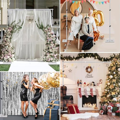 EMART Backdrop Stand, 6.5x10 ft Adjustable Photo Background Pipe and Drape Photography Kit with Heavy Duty Metal Flat Base for Parties, Wedding, Video Studio, Birthday - Silver - color: Silver