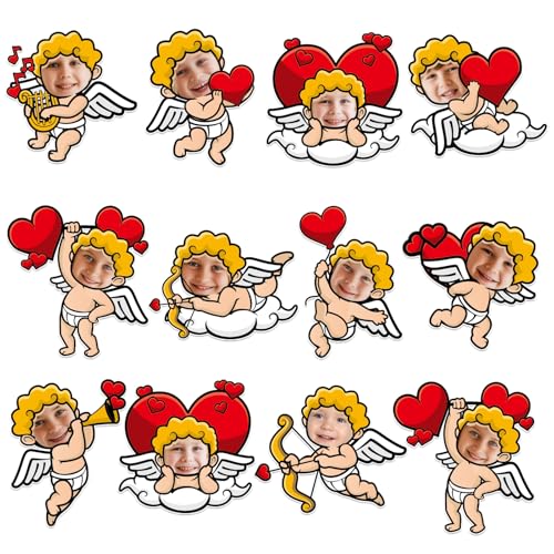60pcs Valentine's Day Cupid Theme DIY Cutouts The Love God Hearts Bulletin Board Decoration Set DIY Love Gods Paper Cut-Outs Decor for Valentines Classroom Photo Craft Party School Wall Door Supplies - style: The Love God Hearts