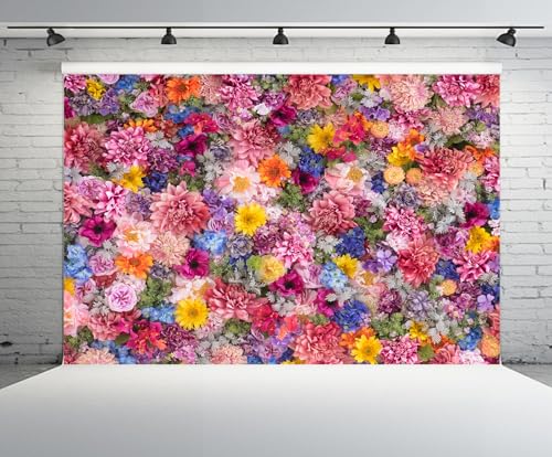 10x8ft Flowers Wall Backdrop Spring Colourful Blooming Flowers Mother Day Tea Party Background Girls Birthday Wedding Bridal Shower Valentine Day Party Decor Photo Props Wallpaper - size: 10x8FT