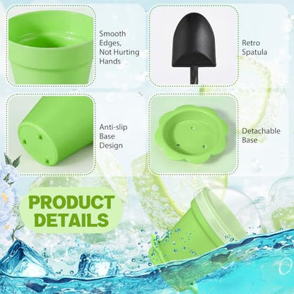 Honeydak 25 Pack Flowerpot Dessert Cup Plastic Cake Cups with Lid Shovel Spoon Mini Flower Pot Dessert Cups Ice Cream Yogurt Cupcake Holder Containers for Birthday Party Supplies DIY Baking (Green) - color: Green
