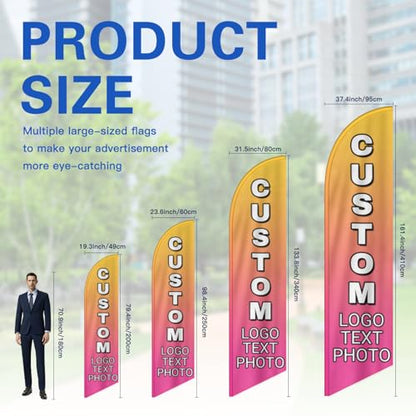 Custom Advertising Feather Flags for Outside Business 4 Sizes Personalized Advertising Flags Custom Logo Flag