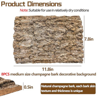 Hamiledyi Cork Terrarium Background 11.8x7.9in 10PCS Natural Reptile Cork Bark Flats Terrarium Board Bearded Dragon Climbing Wall Mat Tank Decor for Lizard Chamelon Snake Turtle Spider Crested Gecko - size: 10PCS-11.8x7.9in