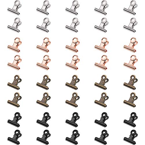 40 Pack Metal Clips 0.87 Inch Small Bull Binder Paper Clips for Picture Photo Crafts Food Bags Home Office Supplies(Multicolor) - color: Multicolor