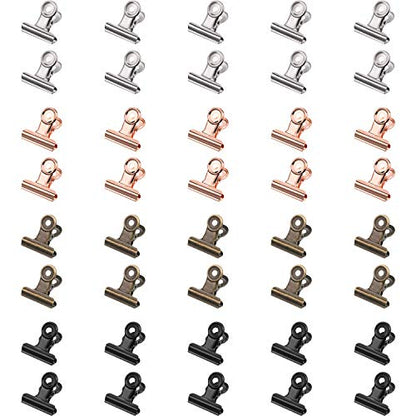 40 Pack Metal Clips 0.87 Inch Small Bull Binder Paper Clips for Picture Photo Crafts Food Bags Home Office Supplies(Multicolor) - color: Multicolor