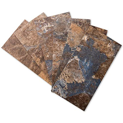 Art3d 102-Piece Peel and Stick Tile Backsplash for Kitchen Bathroom, 3in. × 6in. Stick on Subway Tile Rust Slate - color: Rust-slate
