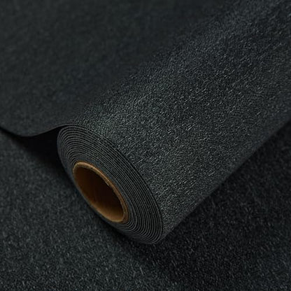 Fabric Grasscloth Texture Self-Adhesive Wallpaper Linen Peel and Stick Wallpaper Easy to Apply Removable Easy to Clean for Bedroom Livingroom Cabinet 16.5inx236.2in -Mottled Black - color: mottled black