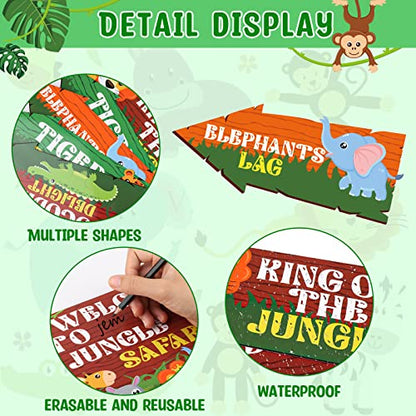 Hooqict 20 Pieces Safari Party Sign for Welcome to Jungle Safari Theme Party Decorations Directional Signs Classroom Wild Animal Birthday Party Decorations Zoo Party Supplies - style: Safari