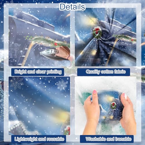 Avezano Christmas Train Backdrop Snow Night Christmas Polar Express Backdrop Moon Santa Claus Railway Photography Background Xmas Day Party Banner Decoration (7x5ft, 83x59inch) - size: 7x5ft, 82x59inch