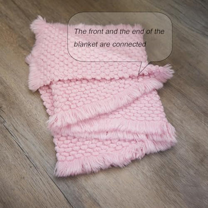 Zeroest Baby Photography Props Basket Braid Wool Wrap Newborn Photo Shoot Baskets Filler Posing Stuffer Background Blanket (Pink) - color: Pink