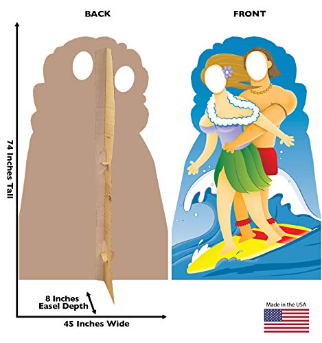Cardboard People Surfer Couple Stand-in Life Size Cardboard Cutout Standup - color: Surfer Couple