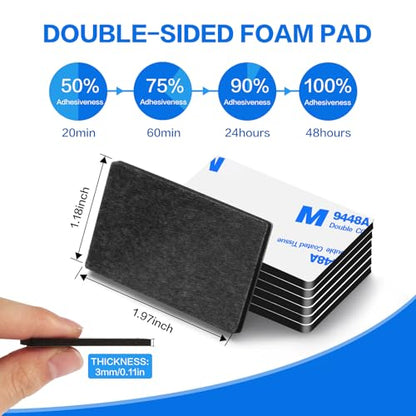Double Sided Adhesive Pads,Heavy Duty Mounting Tape,48Pcs 3mm Thickness Pre-Cut Foam Tape,Super-Sticky Black Strong Pads Rectangle Shape Waterproof for Walls Picture, Car, Home, Office - color: Black