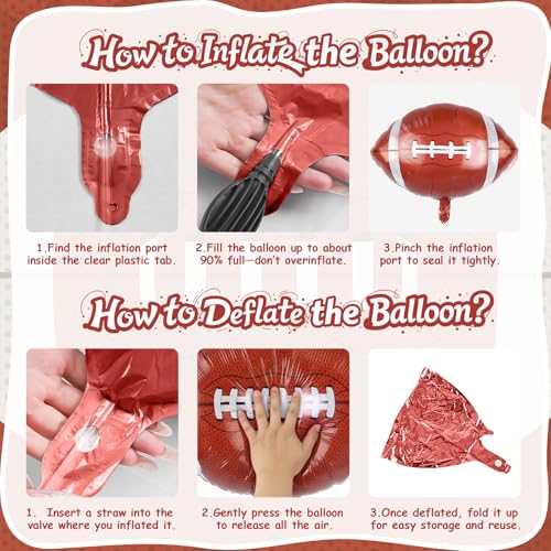 Biapian 26 Inch Football Balloons Set, Football Party Decorations, 6 Pcs Large Football Shaped Foil Balloon Helium for Boys Men Sport Event Themed Birthday Party Decorations Supplies - style: Football