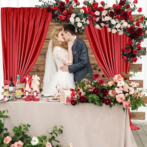 Sugargirl Wrinkle Free Red Backdrop Curtains Polyester Photo Backdrop Drapes Curtains with Rod Pockets for Party Birthday Wedding Photography Home Decoration(5x7FT, 2 Panels) - color: Red, size: W5' x H7' (2 panels)