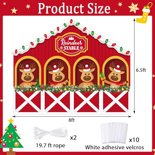 Panelee 8 x 6.5ft Christmas Reindeer Backdrop Decoration Reindeer Stable Backdrop Banner Xmas Elk Photo Background for Home Winter Holiday Party Decor Indoor Outdoor Photo Props Supply - style: Modern