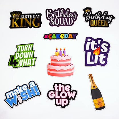 (Birthday Pack) Elevate Your PhotoBooth Experience with Durable & Waterproof Props - Perfect for Weddings, Birthdays, & Photo Booth Businesses - PVC Foamboard Adult Party Photo Props - color: Birthday Pack